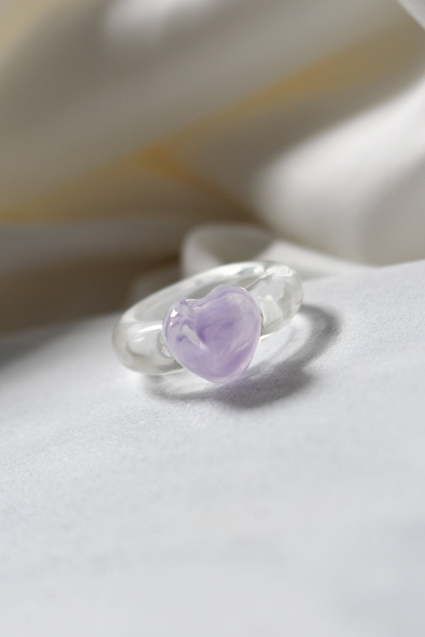 Small Heart Resin Ring in Purple