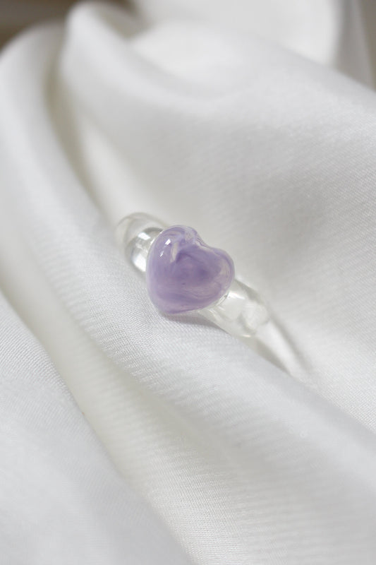 Small Heart Resin Ring in Purple