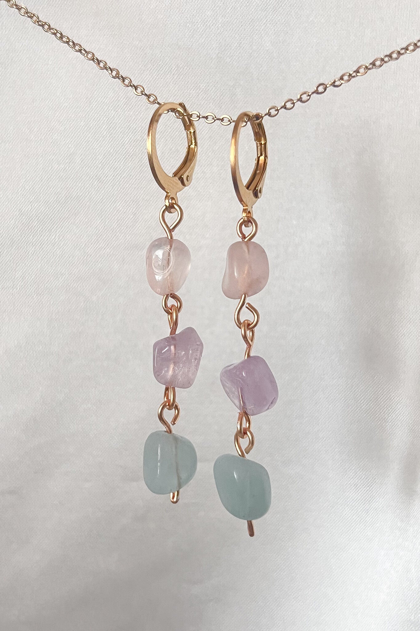 taylor swift lover era dangling crystal earrings with gold hardware, handmade