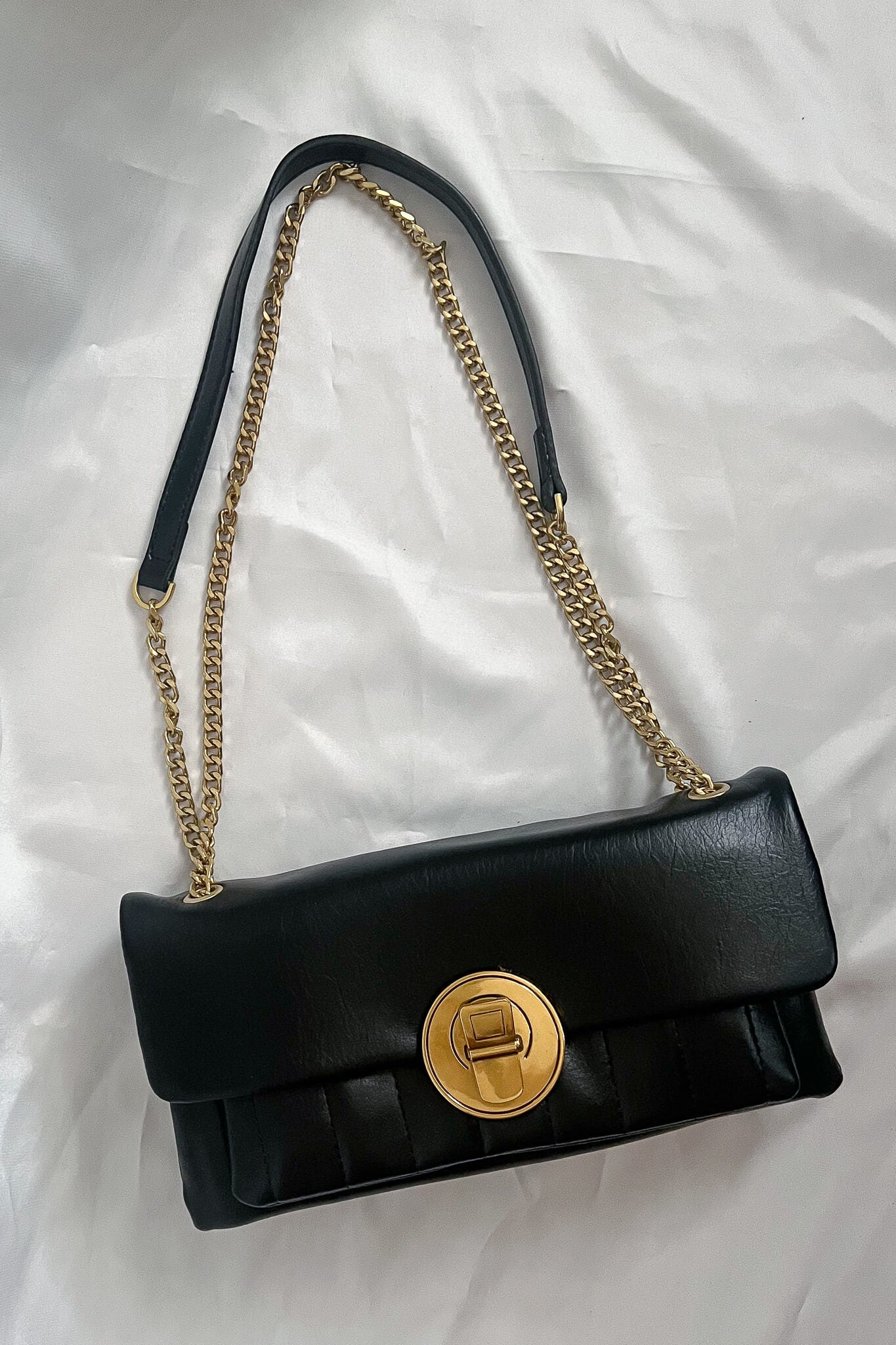 Chain Strap rectangular multi way carry Bag with gold detailing 