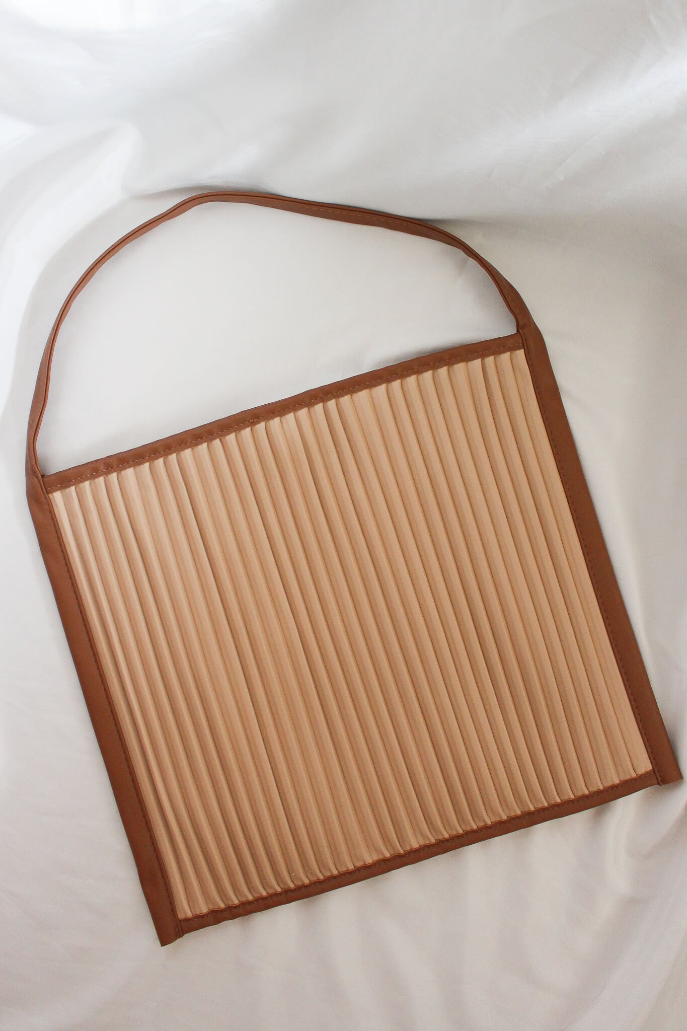 Pleated Tote Bag in Nude