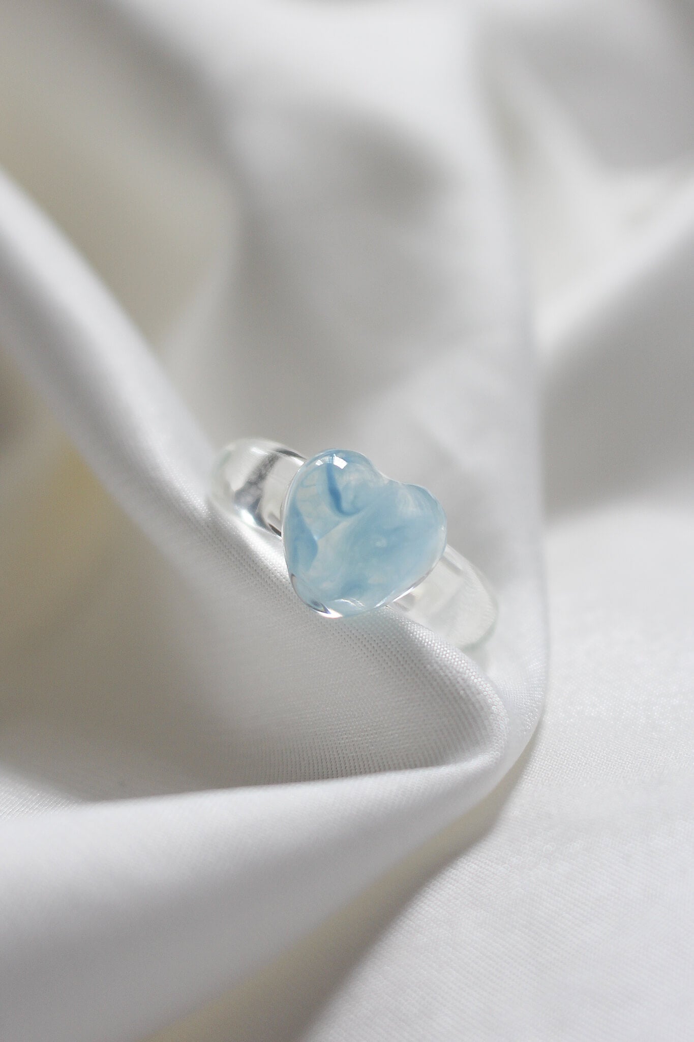 Small Heart Resin Ring in Blue