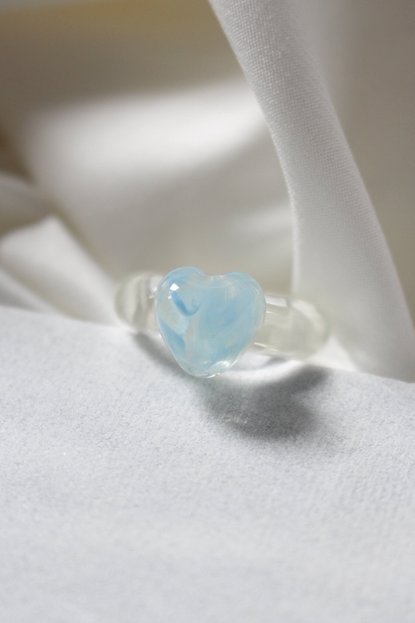 Small Heart Resin Ring in Blue