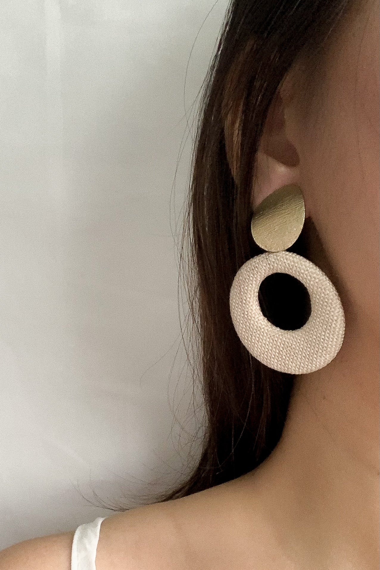 Fabric feel hoop earrings with retro vibe