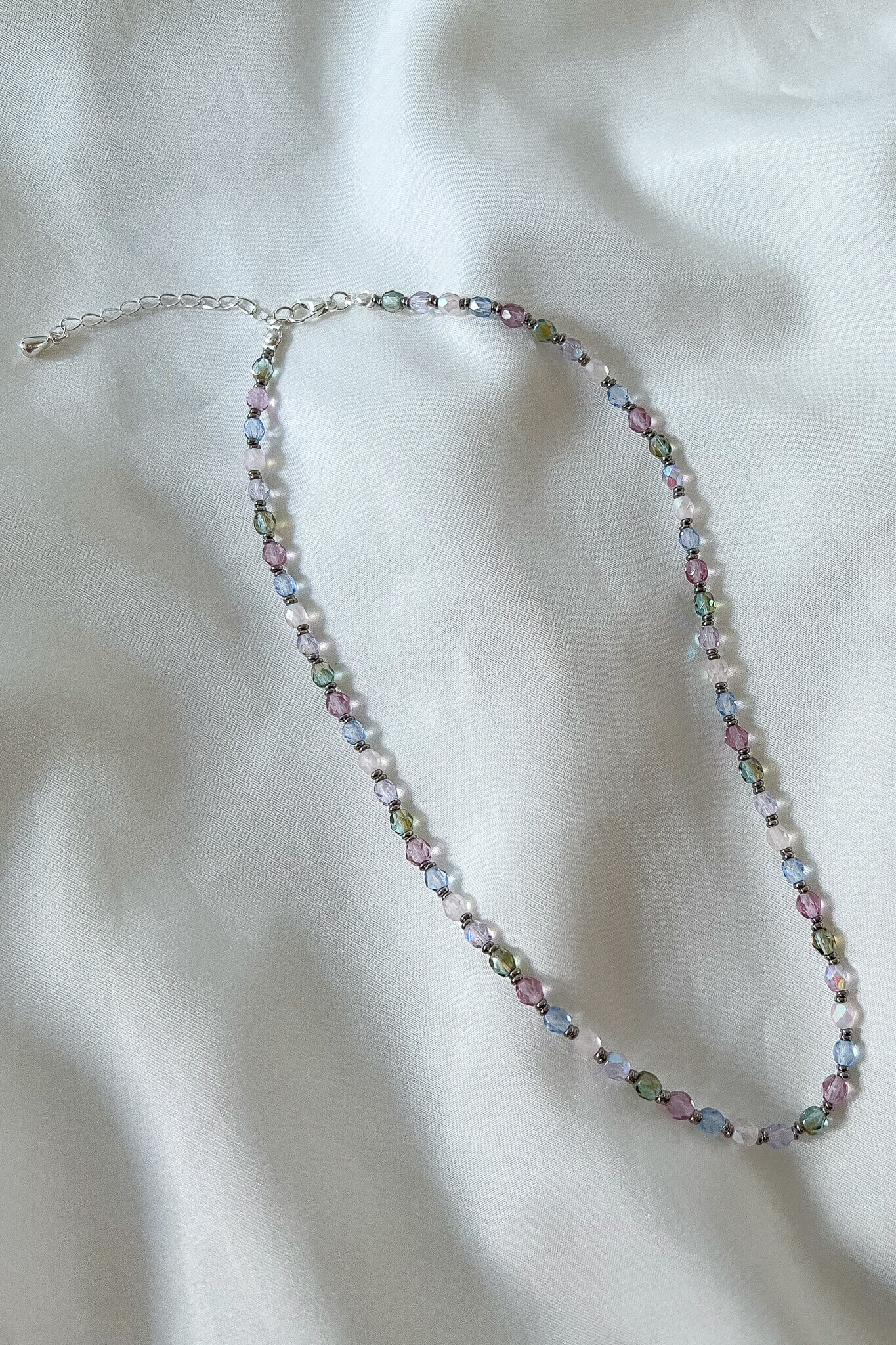 Vintage vibe handmade beaded necklace, multi-colour necklace, fairycore cottagecore 
