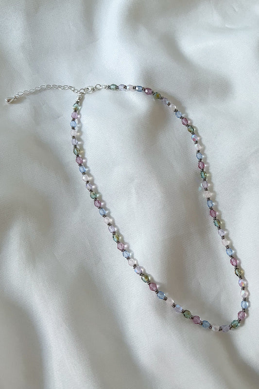 Vintage vibe handmade beaded necklace, multi-colour necklace, fairycore cottagecore 