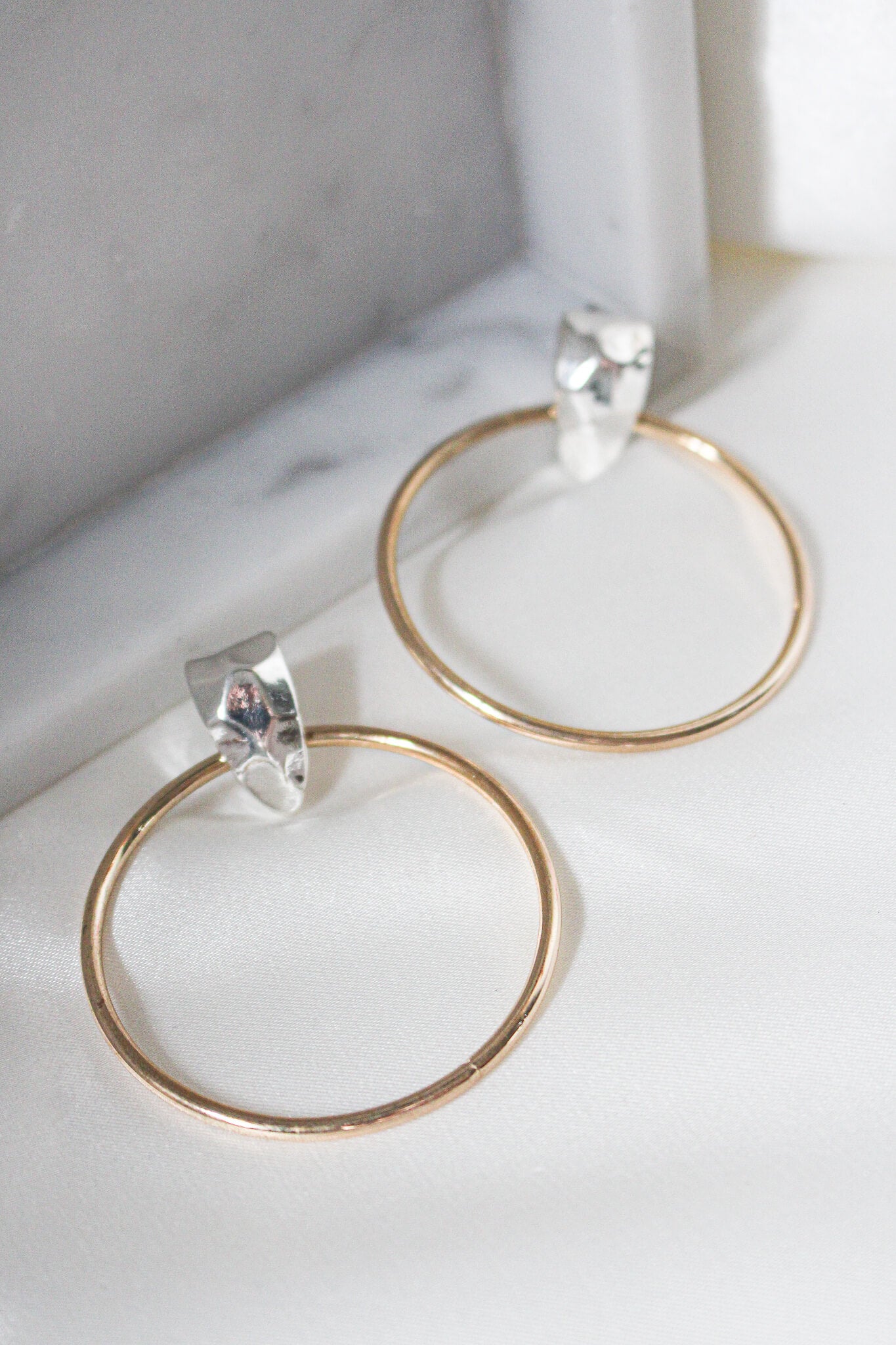 Two tone- silver and gold hoop earrings