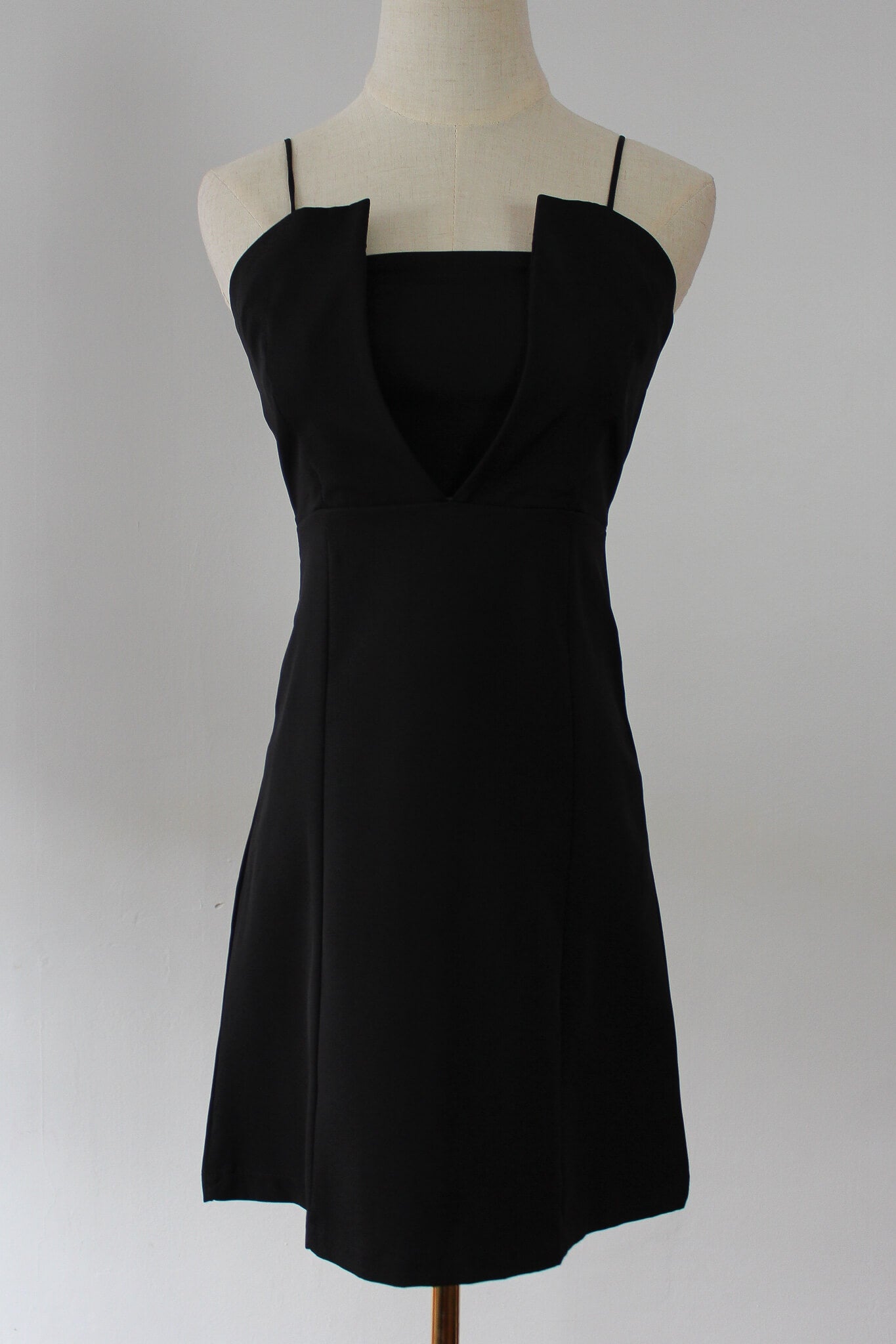 Black mini dress with layered front 
