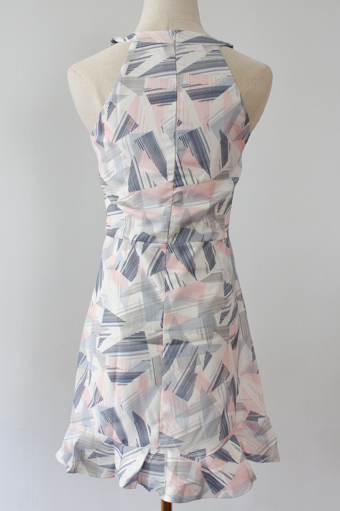 Halter neck Printed Ruffled Bottom Dress
