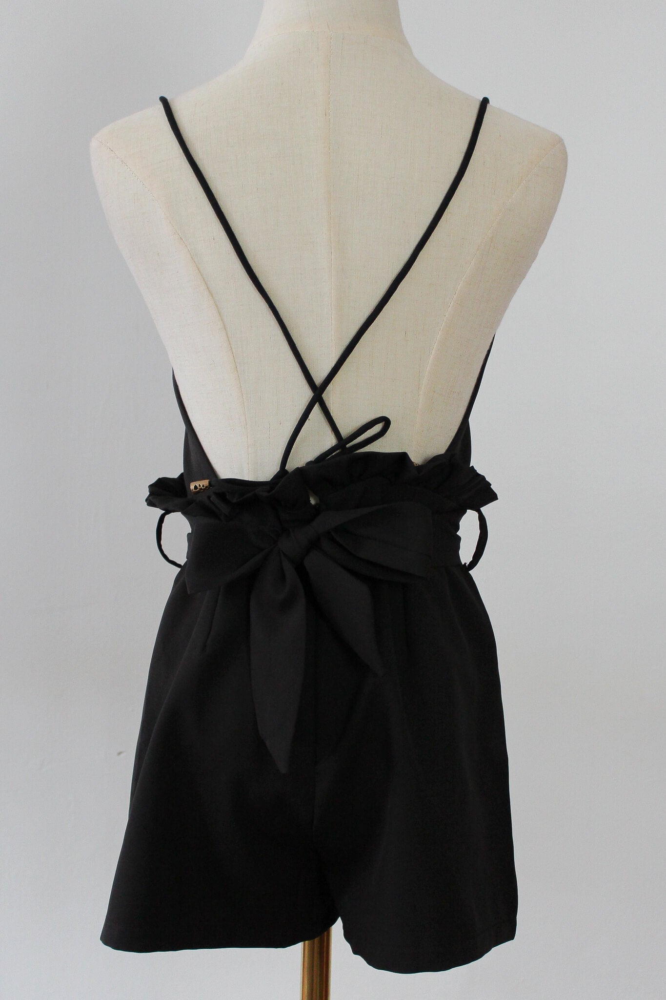 Backless Gathered Waist Belted Romper, perfect for summer