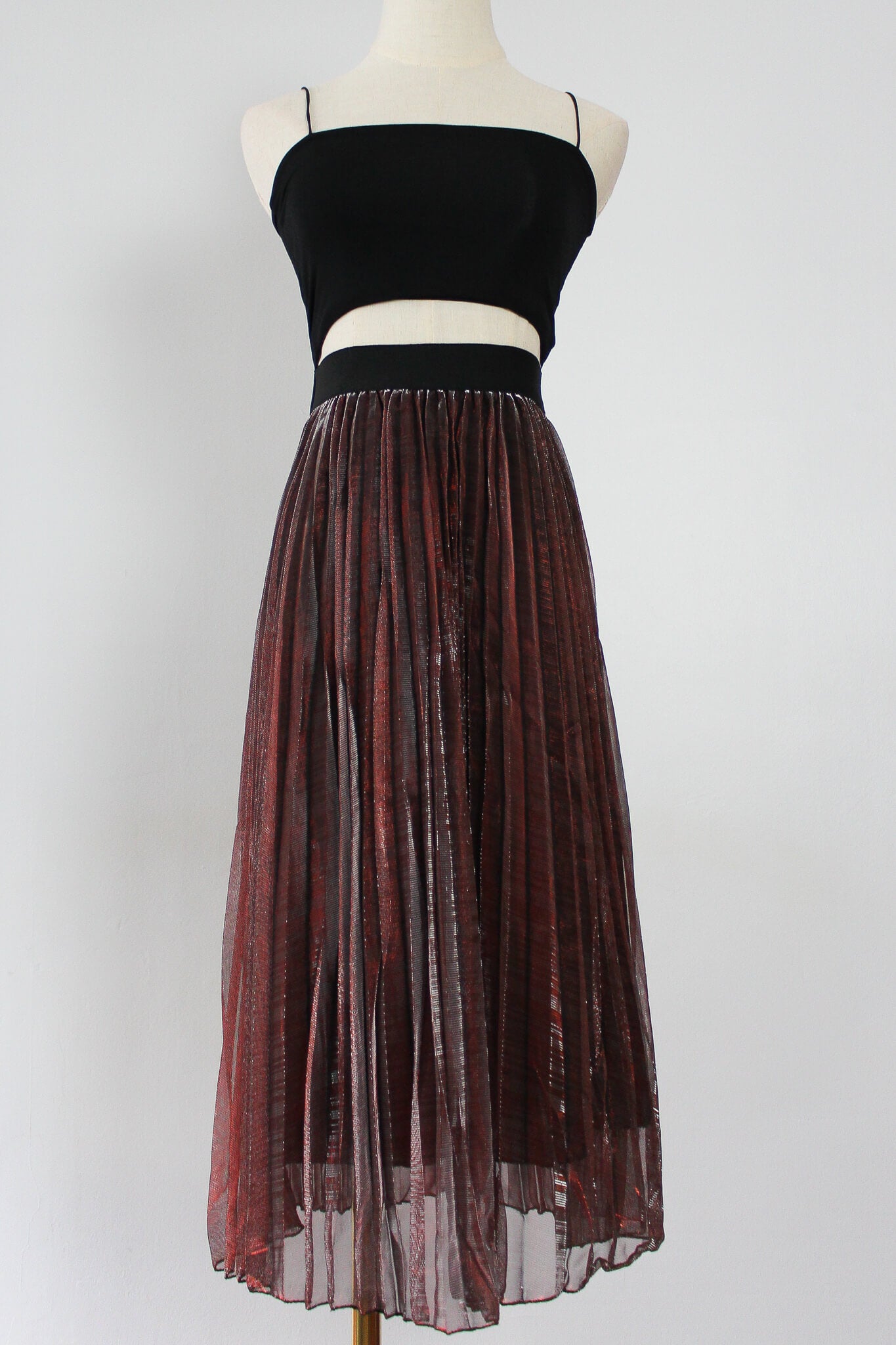 Two-Tone Mesh midi maxi Skirt with stretchable band