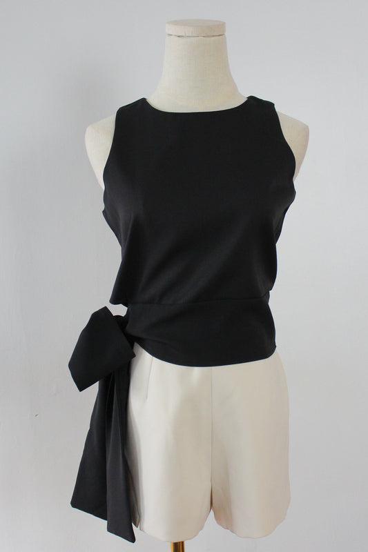 Front Tie Sleeveless Blouse Top, Casual dramatic wear