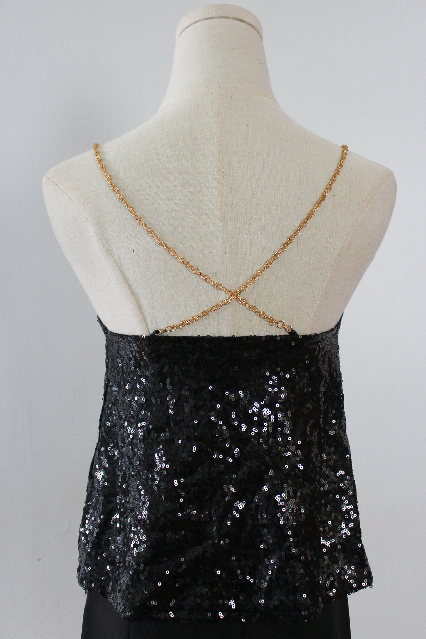 Sequined Camisole tip with gold chain perfect for parties 