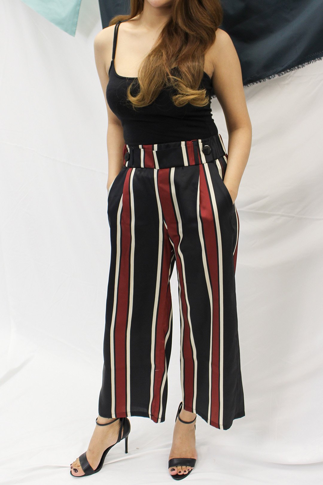 Silky smooth thin wide leg pants with thick waistband