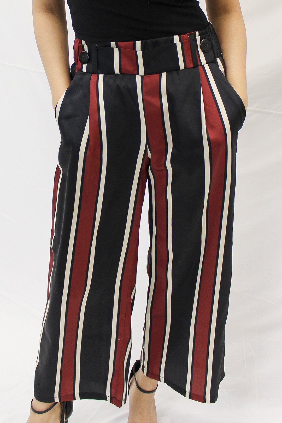 Silky smooth thin wide leg pants with thick waistband