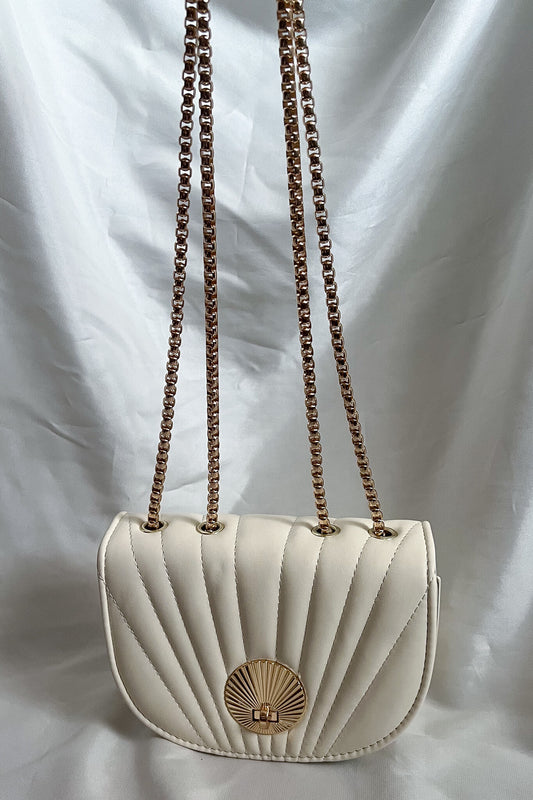 Shell Pattern Saddle Bag in White