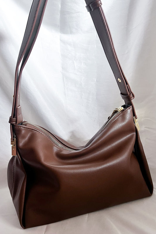 Soft Slouchy Shoulder Bag in Brown
