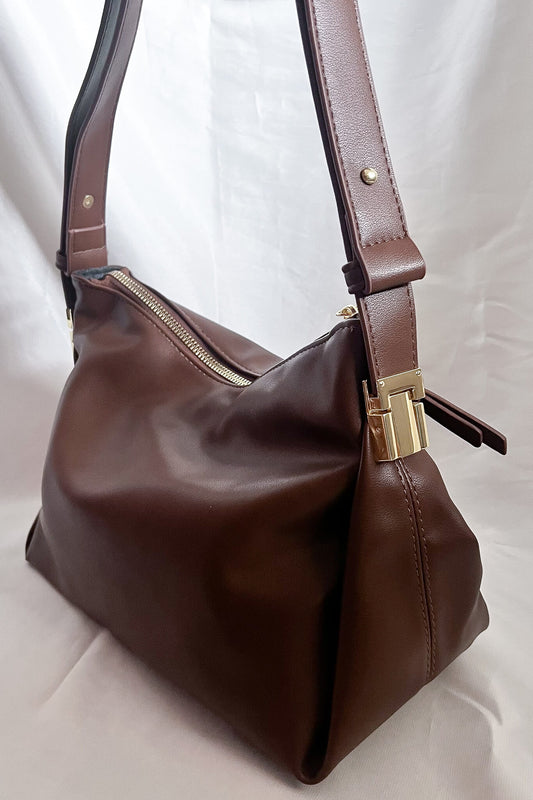 Soft Slouchy Shoulder Bag in Brown